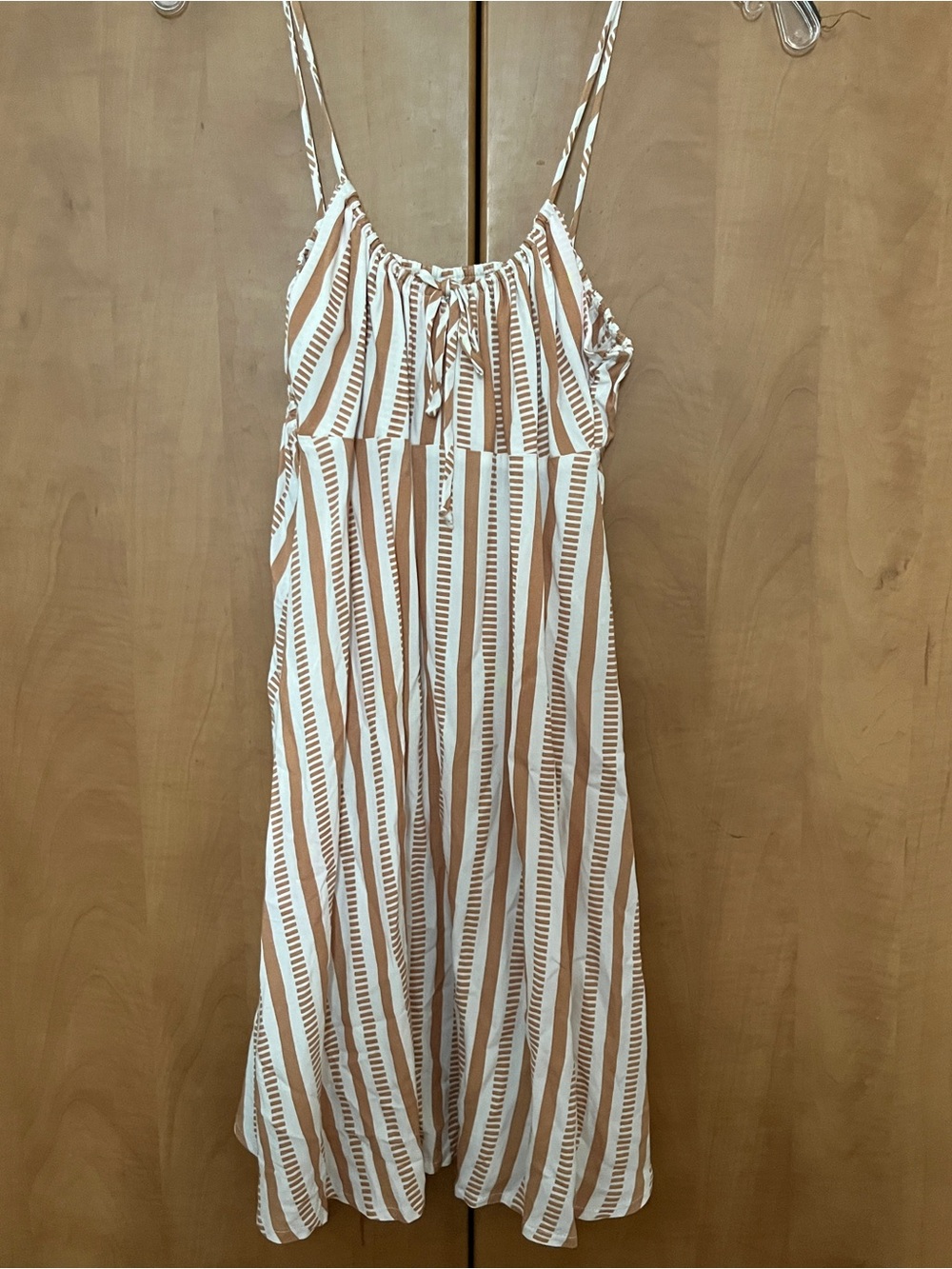 RVCA White and Tan Striped Summer Dress